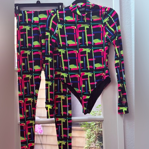 DOLLS KILL/ AKIRA 2 PIECE BODYSUIT AND PANTS LEGGINGS SOFT STRETCHY SZ SMALL - Picture 2 of 13